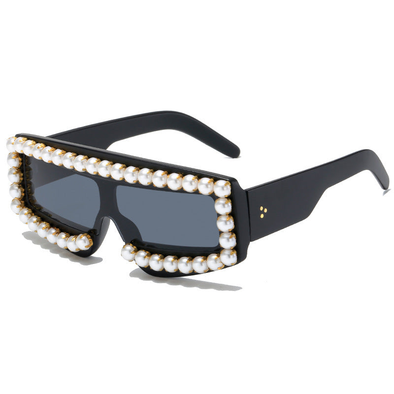 Wholesale PC Inlaid Diamond Large Frame One Piece Sunglasses